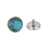 Liga de Titânio F136 0,9x 4mm Pedra Natural Olho de Tigre Joia para Piercing Stud de Lábio Stud de Orelha Stud de Língua Piercing