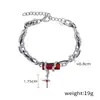 Pulsera Negra de Diamantes Negros Retorcidos con Estrella Oscura, Estilo Punk, Doble Capa con Colgante de Estrella Cruzada, para Hombres y Mujeres