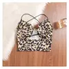 Camisola Vintage Sexy de Decote V com Estampa de Leopardo para Mulheres, Camada Interna Sem Mangas de Verão com Costas Bonitas, Top Curto para Garotas Quentes