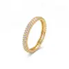 Anillo de Moda y Versátil para Nuevo Producto Transfronterizo Amazon con un Toque de Lujo Ligero y Gama Alta, Chapado en Cobre con Oro Real y Completamente Incrustado con Diamantes