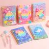 Cuaderno de burbujas de silicona con dibujos de unicornios, superficie dura, con espiral, para estudiantes, diario de descompresión, regalo para niños
