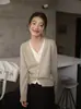 Suéter Cárdigan de Punto Falso de Dos Piezas Estilo Old Money Cuello en V Manga Larga para Mujer Otoño Invierno Capa Interior Capa Base Tejido Superior 10937