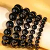 Pulsera de Obsidiana Dorada para Hombres y Mujeres Estilo Pareja Cadena Única Pulsera de Cuentas Budistas de Obsidiana Negra Adornos de Piedra de Jade Pulsera de Regalo al por Mayor