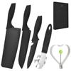 Set de 5 Cuchillos de Acero Inoxidable con Hoja Negra para Cocina, Set para Cortar Verduras y Carne con Set de Cuchillos para Pelar Frutas y Hacer Omelettes