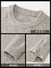 "Mezcla de Lana" Estilo Old Money Suéter de Cuello Redondo para Hombre Otoño Invierno Gris Sencillo Cálido para el Trabajo Tejido Capa Base