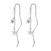 Plata S925 2019 Estrella Línea Tremella Pendiente Stud Simple Estilo Coreano Celebridad de Internet para Cara Redonda Pendientes