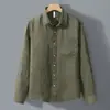 Camisa de Lino Transpirable de Verano Estilo Old Money para Hombre de Manga Larga Casual Holgada Camisa de Lino Top para Hombre