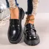 Mocasines de talla grande para otoño 2026 transfronterizos, zapatos casuales de estilo británico para mujer, tacón grueso, suela gruesa, zapatos vintage para mujer