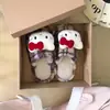 Zapatos Felpudos de Gato Lindos de Moda para Mujer para Uso en Exteriores 2025 Otoño e Invierno Nuevas Pantuflas Cerradas con Estampado de Leopardo de Dibujos Animados de Suela Gruesa