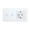 Padrão Europeu 157*86 Tomada com Interruptor Touch Russo Painel de Vidro Tomada com Interruptor Touch Luz Ozon Painel F