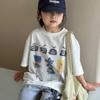 Camiseta de Manga Corta para Niña Ropa de Verano 2026 Estilo Nuevo Talla Mediana y Grande Camiseta de Manga Media Corta de Verano para Niños Estilo Coreano Top de Algodón Puro para Niños Moderno
