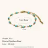 Moda Cruzada Europeia e Americana Nicho Joia de Folha de Margarida com Gotejamento de Óleo Pulseira de Contas Pequenas Douradas em Aço Inoxidável Banhado a Ouro 18K