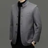 Nuevo Abrigo de Lana para Hombre Otoño/Invierno 2026, Parka Casual de Negocios con Cuello Alto, Ropa para Hombre, Chaqueta de Lana Acolchada de Algodón y Engrosada