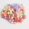 Cuentas acrílicas con números y letras en inglés, hechas a mano, juego de accesorios de joyería con cuentas para niños, cuentas cuadradas
