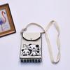 Bolso para teléfono móvil de estilo coreano con diseño de panda pequeño, bandolera de punto, bolso de mano con solapa, bolso informal para salir