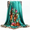 Lenço de leopardo feminino colorido ding lenço quadrado brilhante e sedoso 90cm lenço de seda de flor xale da mãe protetor solar lenço decorativo