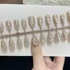 Eletrodepositado Lua Branca Novo Gradiente de Chá com Leite Unhas Vestíveis Gradiente Blush Clássico Glitter Escada Curta Unhas Pré-fabricadas
