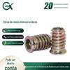 Porca de dentes internos e externos de ferro galvanizado, cabeça escareada, sextavado interno, fêmea para móveis embutida com almofada, com porca de madeira maciça média M6M8M10