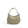 Bolsa de Ombro Cruzada de Couro Trançado Moda Casual Primeira Camada Primavera/Verão 2026 Bolsa Feminina de Axila em Formato de Meia-Lua