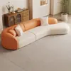 Sofá Curvo Cor Creme para Apartamentos Pequenos, Lojas de Roupas Criativas, Salões de Beleza, Escritórios, Áreas de Descanso de Hotéis e Salas de Recepção