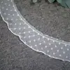 Renda Elástica Plissada de Malha Bordada com Bolinhas Pretas e Brancas - 7cm de Largura - Gola de Roupa, Punhos, Decoração de Saia