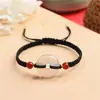 Pulsera de Hebilla Ping An de Calcedonia Blanca para Mujeres y Hombres Pulsera de Cuerda para Mano de Pareja Tejida Cuerda Roja Regalo para Novia Tanabata