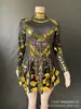 Nuevo vestido de fiesta con espejo brillante de moda europeo y americano, vestido de baile de escenario elástico negro