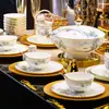 Partes de Vajilla de Cerámica Estilo Chino Tazón Individual de Cerámica Plato de Cerámica Jingdezhen de Aspecto Elegante Tazones y Platos de Cerámica para el Hogar