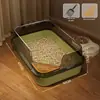 Caixa de Areia para Gatos Extra Grande Semi-Fechada Caixa de Areia para Gatos Grande Anti-Espalhar Aberta Caixa de Areia para Gatos Extra Grande Suprimentos para Animais de Estimação