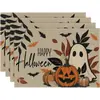 Manteles individuales de calabaza y fantasma de Halloween transfronterizos para decoración de fiestas en casa, manteles individuales y servilletas divertidos y aterradores de fantasma
