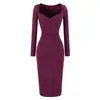 Vestido largo sexy de estilo francés con cuello en V, fruncido, ajustado al cuerpo para mujer, colección otoño 2026, elegante y sofisticado, base que ciñe la cintura y estiliza