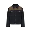 Chaqueta de mezclilla estilo granero para primavera y otoño, patchwork de gamuza con costuras de contraste, abrigo de mezclilla de color original, chaqueta de hombro normal, top de algodón moderno