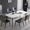 Juego de mesa y sillas de comedor de pizarra, estilo italiano de lujo ligero, diseño rectangular moderno y simple para comedores pequeños