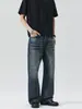 Ropa para Hombre Fengshe / Primavera y Otoño 2026 Jeans de Corte Acampanado Vintage Retro Bigotes de Gato Azules Estilo Panal Moderno para Hombre