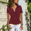 2026Ebay Aliexpress Wish Amazon Europeo y Americano Verano y Otoño Nuevas Camisas de Mujer con Solapa Camisas de Manga Corta para Mujer