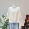 Zhi LiNuevo Diseño Estilo Chino Base de Lentejuelas Camisa Cuello en V 2026 Verano Nuevo Manga Media Elegante Top para Mujeres 1
