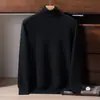 Suéter de Cachemira 100% Puro para Hombre con Cuello Alto, Engrosado para Otoño e Invierno, Cálido, Color Sólido Sencillo, Camisa Base Versátil para Negocios