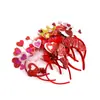 Diadema Día de San Valentín Chino Creativa Propuesta de Boda Disfraz Decoración de Corazón Tocado Romántico Diadema de Corazón de Melocotón Hebilla para el Cabello