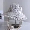 Sombrero de Pescador de Moda con Parches de Lunares Dulces de Ala Ancha para Mujer, Sombrero de Cubo Elegante Versátil para Proteger del Sol en Verano, Sombrero de Tela para Sombrilla de Vacaciones