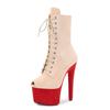 17cm AliExpress novo camurça salto agulha sapatos de pole dance zíper lateral sola grossa bico redondo botas curtas estilo europeu e americano botas de cavaleiro