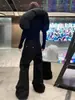 Calça de trabalho larga com bordado de slogan estilo americano para homens, calça da moda de outono, escura, solta, boca de sino, comprimento total