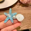 Pinza para el pelo de estrella de mar azul girly de verano, lindo clip lateral de pico de pato para vacaciones en la playa, accesorios para el pelo