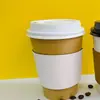 Capa para Copo para Chá de Leite e Café, Descartável, Calibre Universal 80/90, Capa Ondulada de Papel Kraft Espessado com Isolamento Térmico Anti-Queimadura