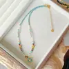 Collar de Piedra Natural Color Cobre Zircón Cuadrado Simple de Gama Alta Nicho Retro Versátil Cadena para Clavícula para Mujer