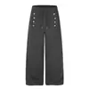 C1027 Estilo Retro de Calle High Street Diseño Decorado con Botones Unisex Pantalones Deportivos Holgados Anchos Estilo Napoleónico para Hombre
