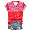 Camiseta con cuello en V para mujer, impresión digital 3D, nueva moda transfronteriza de Amazon 2024, venta al por mayor