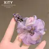 Pinza para el Cabello de Malla con Flor de Pedrería de Lujo, Exquisita Pinza para Flequillo y Mechones Laterales, Accesorio para el Cabello de Pinza BB de Alta Gama para Mujeres