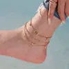 Tobillera Misteriosa y Hermosa Super Hada Completa de Diamantes Borla de Mariposa Circona Círculo Fino Joyería de Acero de Titanio Que Mantiene el Color y No Necesita Quitarse Después de Bañarse