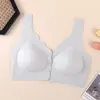 Sujetador de Espalda Invisible con Botones Frontales en Talla Grande con Copas Completamente Fijas de Algodón con Látex y Tirantes Anchos