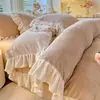 Otoño e Invierno Clase A Estilo Princesa Versión Coreana Estilo Encaje Terciopelo Tallado Terciopelo de Leche Juego de Cuatro Piezas Ropa de Cama Cálida Engrosada 4